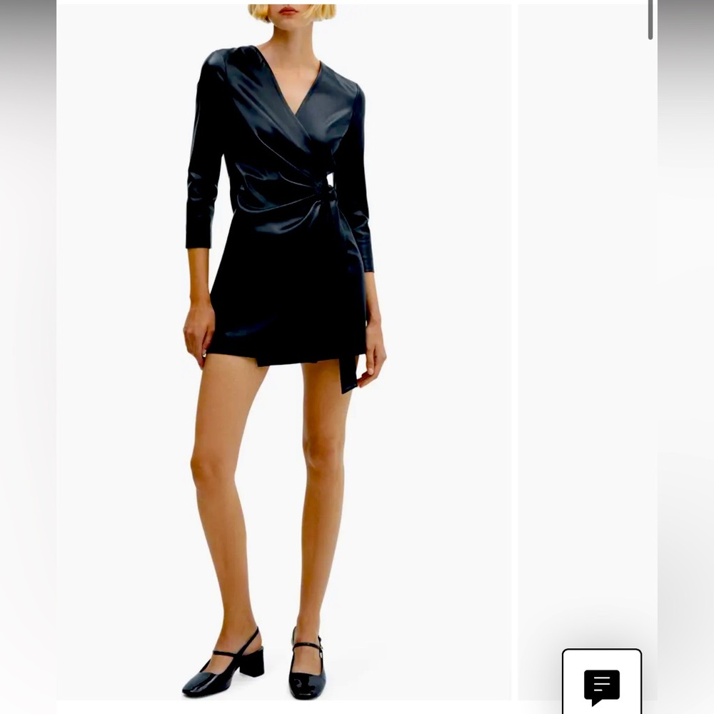 MANGO Faux Leather Wrap Dress